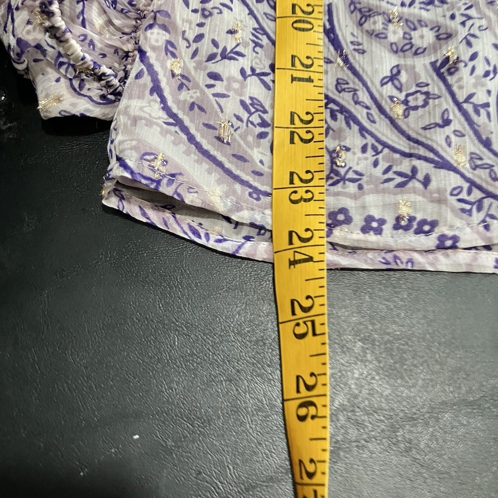 Ann Taylor Paisley Tie Neck Blouse Womens SP Lavender Long Sleeve Top NWT - Picture 7 of 11